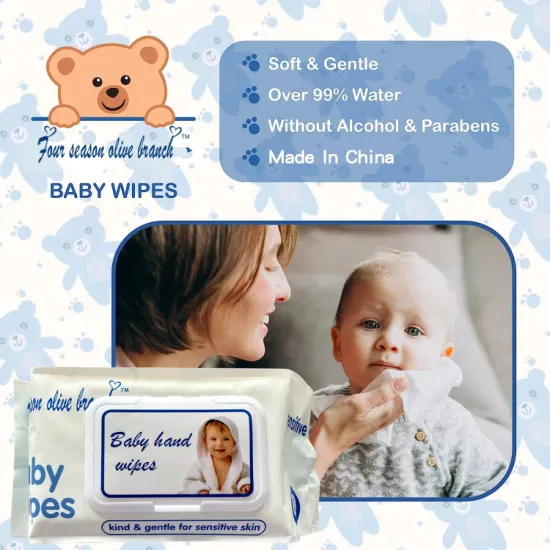 Disposable Facial Baby Wet and Dry Wipes Made of Pure Cotton for Baby Sensitive Skin